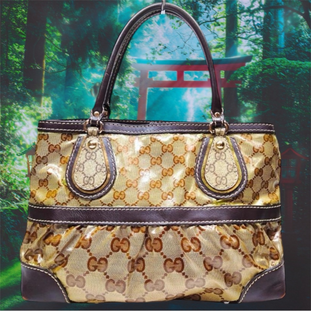 Gucci Tote Bag Brown Coated Canvas